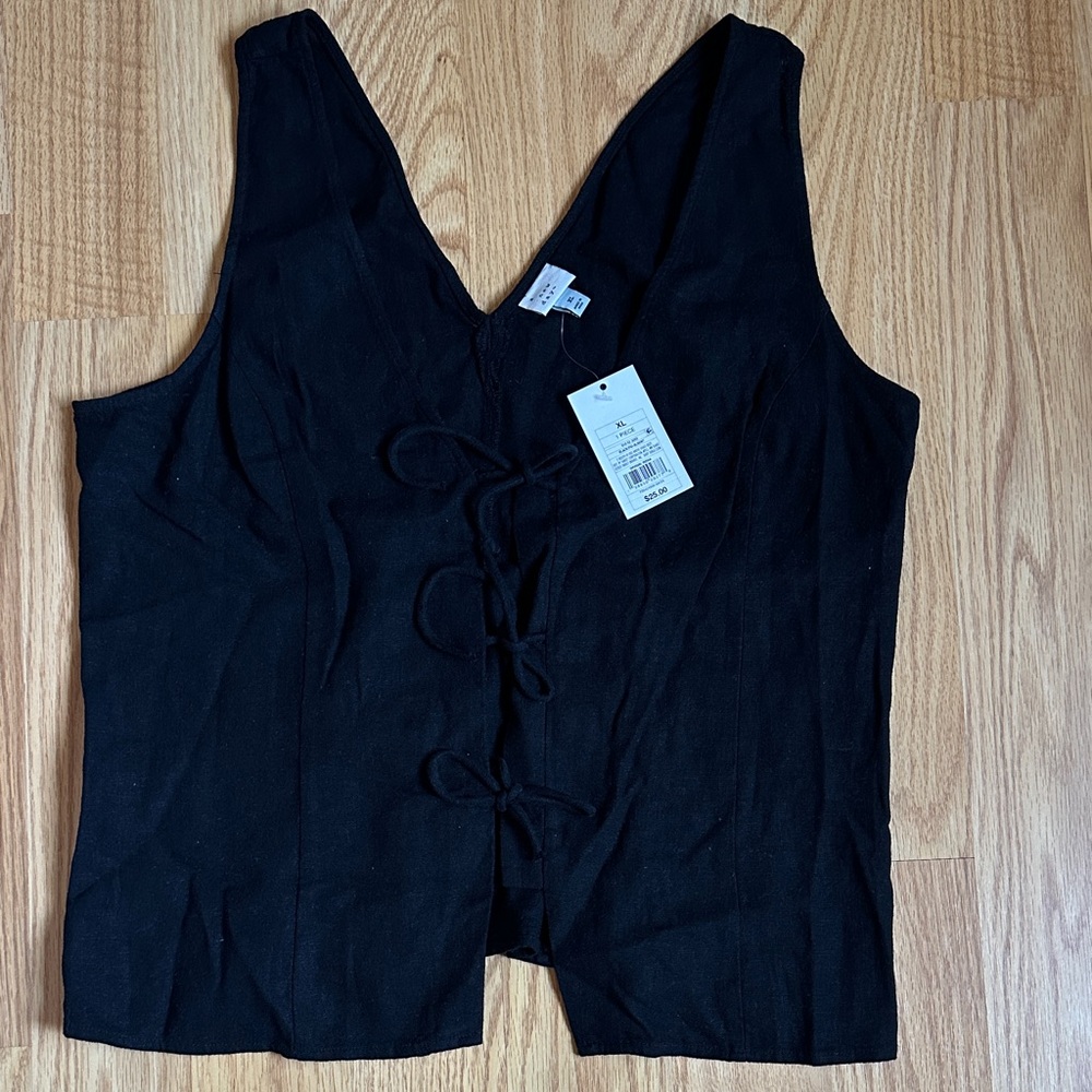 Black Lace-Up Women's Top